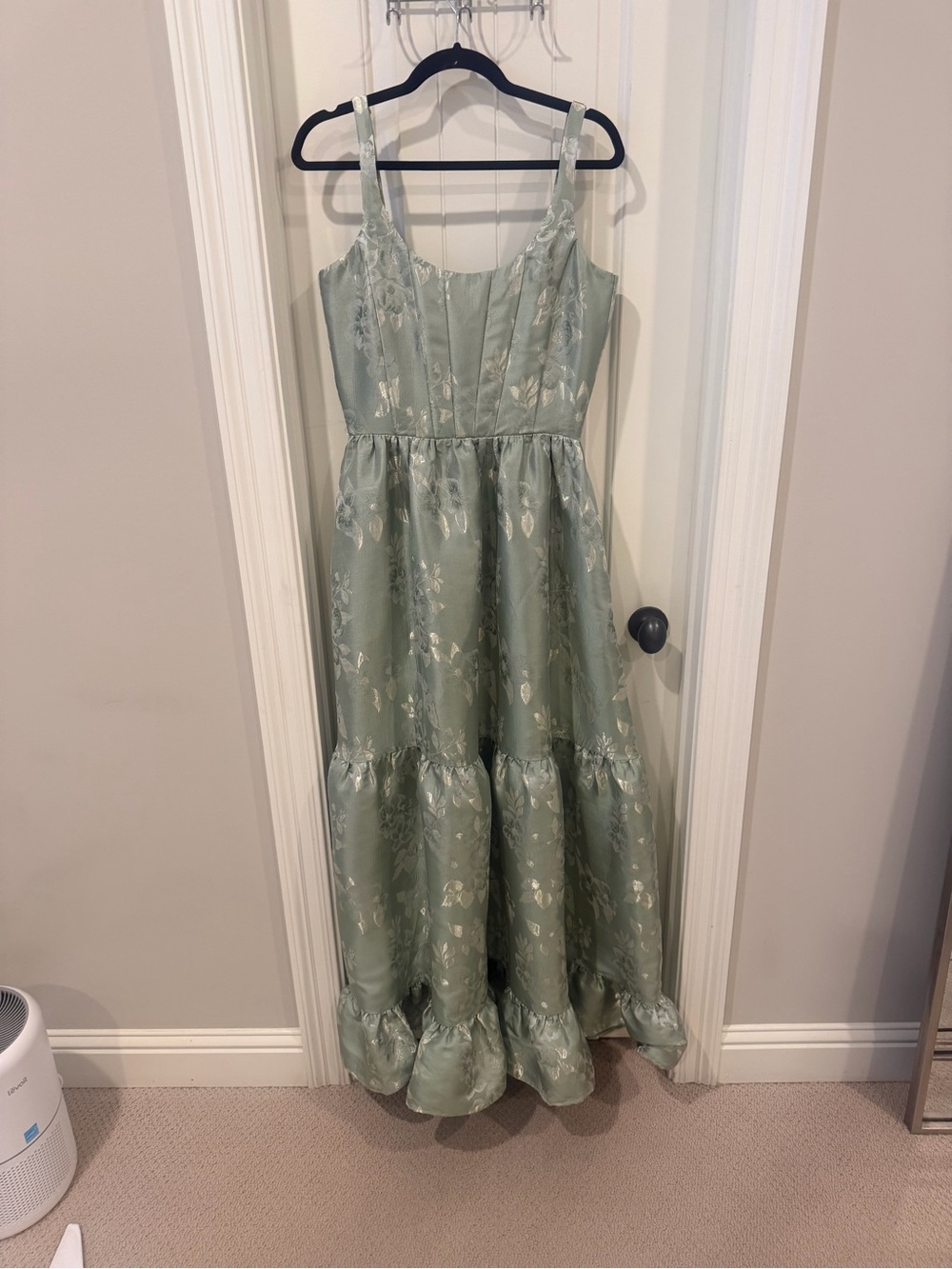 V. Chapman The Avery Dress in Sage Baroque Floral - Picture 4 of 11
